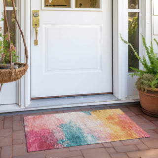 Piper Looms Chantille Modern ACN1520 Pink Machine Washable Area Rug Scatter Outdoor Lifestyle Image Feature