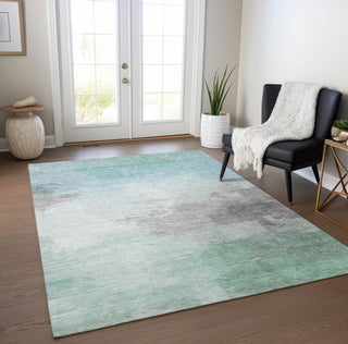 Piper Looms Chantille Modern ACN1521 Seafoam Machine Washable Area Rug Lifestyle Image Feature
