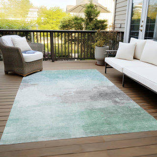 Piper Looms Chantille Modern ACN1521 Seafoam Machine Washable Area Rug Outdoor Lifestyle Image Feature