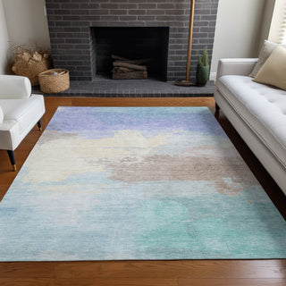 Piper Looms Chantille Modern ACN1522 Sky Machine Washable Area Rug Lifestyle Image Feature