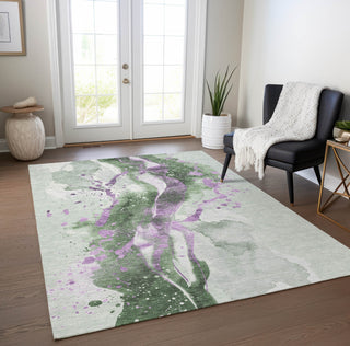 Piper Looms Chantille Abstract ACN1523 Aloe Machine Washable Area Rug Lifestyle Image Feature