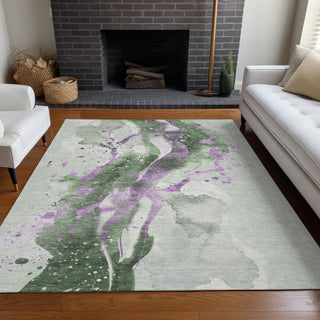 Piper Looms Chantille Abstract ACN1523 Aloe Machine Washable Area Rug Lifestyle Image Feature