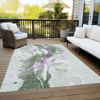 Piper Looms Chantille Abstract ACN1523 Aloe Machine Washable Area Rug Outdoor Lifestyle Image Feature