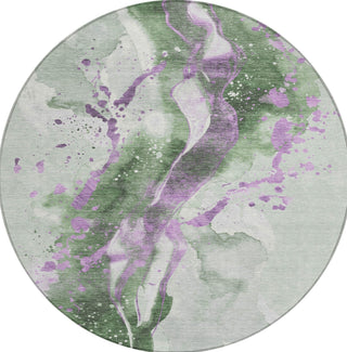 Piper Looms Chantille Abstract ACN1523 Aloe Machine Washable Area Rug Round Main Image