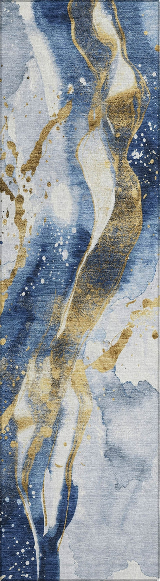 Piper Looms Chantille Abstract ACN1524 Blue Machine Washable Area Rug Runner Main Image