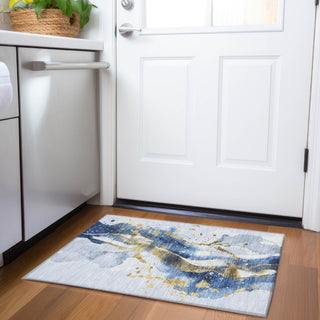 Piper Looms Chantille Abstract ACN1524 Blue Machine Washable Area Rug Scatter Lifestyle Image Feature