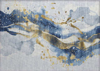Piper Looms Chantille Abstract ACN1524 Blue Machine Washable Area Rug Scatter Main Image