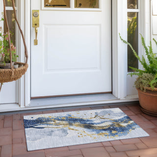 Piper Looms Chantille Abstract ACN1524 Blue Machine Washable Area Rug Scatter Outdoor Lifestyle Image Feature