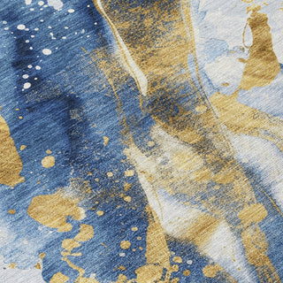 Piper Looms Chantille Abstract ACN1524 Blue Machine Washable Area Rug Swatch Image