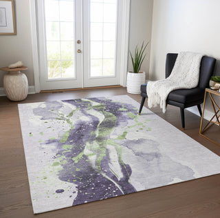 Piper Looms Chantille Abstract ACN1526 Purple Machine Washable Area Rug Lifestyle Image Feature