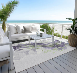 Piper Looms Chantille Abstract ACN1526 Purple Machine Washable Area Rug Outdoor Lifestyle Image Feature