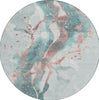 Piper Looms Chantille Abstract ACN1527 Teal Machine Washable Area Rug Round Main Image