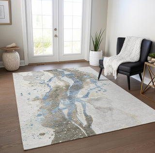 Piper Looms Chantille Abstract ACN1528 Taupe Machine Washable Area Rug Lifestyle Image Feature