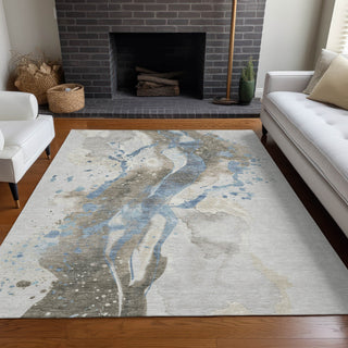 Piper Looms Chantille Abstract ACN1528 Taupe Machine Washable Area Rug Lifestyle Image Feature