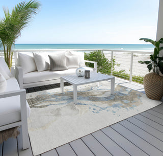 Piper Looms Chantille Abstract ACN1528 Taupe Machine Washable Area Rug Outdoor Lifestyle Image Feature
