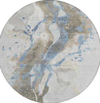 Piper Looms Chantille Abstract ACN1528 Taupe Machine Washable Area Rug Round Main Image