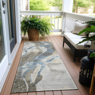 Piper Looms Chantille Abstract ACN1528 Taupe Machine Washable Area Rug Runner Outdoor Lifestyle Image Feature