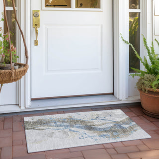 Piper Looms Chantille Abstract ACN1528 Taupe Machine Washable Area Rug Scatter Outdoor Lifestyle Image Feature