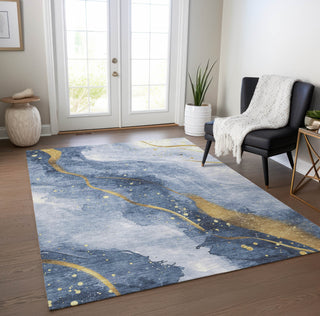 Piper Looms Chantille Waves ACN1529 Blue Machine Washable Area Rug Lifestyle Image Feature