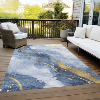 Piper Looms Chantille Waves ACN1529 Blue Machine Washable Area Rug Outdoor Lifestyle Image Feature