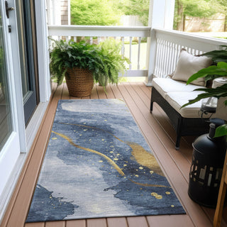 Piper Looms Chantille Waves ACN1529 Blue Machine Washable Area Rug Runner Outdoor Lifestyle Image Feature