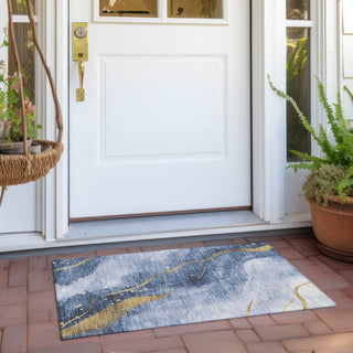 Piper Looms Chantille Waves ACN1529 Blue Machine Washable Area Rug Scatter Outdoor Lifestyle Image Feature