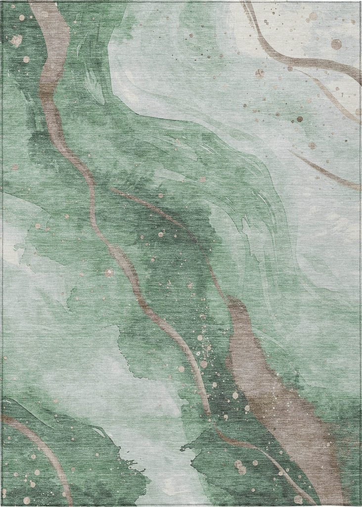 Piper Looms Chantille Waves ACN1530 Green Machine Washable Area Rug main image