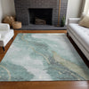 Piper Looms Chantille Waves ACN1533 Teal Machine Washable Area Rug Lifestyle Image Feature