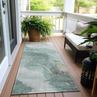 Piper Looms Chantille Waves ACN1533 Teal Machine Washable Area Rug Runner Outdoor Lifestyle Image Feature