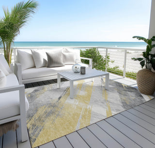 Piper Looms Chantille Stripes ACN1536 Gold Machine Washable Area Rug Outdoor Lifestyle Image Feature