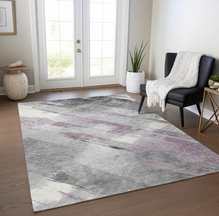 Piper Looms Chantille Stripes ACN1538 Lavender Machine Washable Area Rug Lifestyle Image Feature