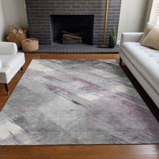 Piper Looms Chantille Stripes ACN1538 Lavender Machine Washable Area Rug Lifestyle Image Feature