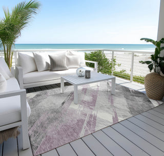 Piper Looms Chantille Stripes ACN1538 Lavender Machine Washable Area Rug Outdoor Lifestyle Image Feature