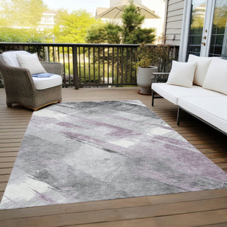 Piper Looms Chantille Stripes ACN1538 Lavender Machine Washable Area Rug Outdoor Lifestyle Image Feature