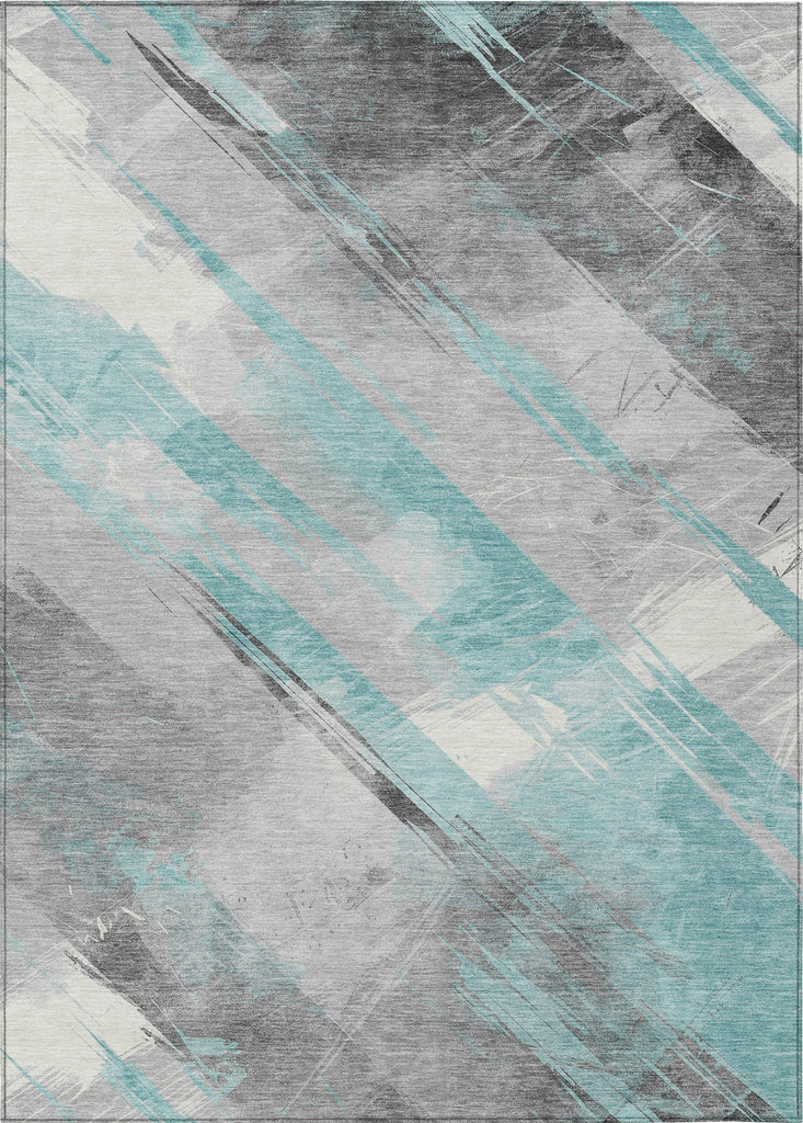 Piper Looms Chantille Stripes ACN1540 Teal Machine Washable Area Rug main image