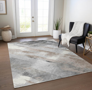 Piper Looms Chantille Stripes ACN1541 Taupe Machine Washable Area Rug Lifestyle Image Feature