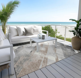 Piper Looms Chantille Stripes ACN1541 Taupe Machine Washable Area Rug Outdoor Lifestyle Image Feature