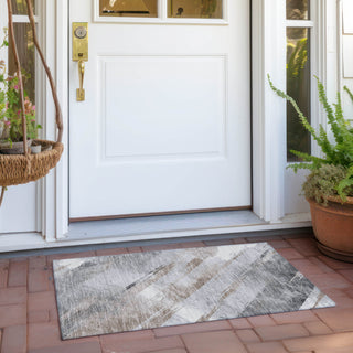 Piper Looms Chantille Stripes ACN1541 Taupe Machine Washable Area Rug Scatter Outdoor Lifestyle Image Feature