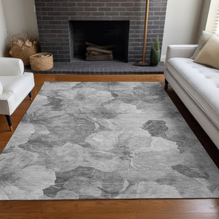 Piper Looms Chantille Floral ACN1542 Gray Machine Washable Area Rug Lifestyle Image Feature
