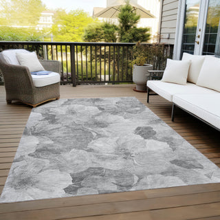 Piper Looms Chantille Floral ACN1542 Gray Machine Washable Area Rug Outdoor Lifestyle Image Feature