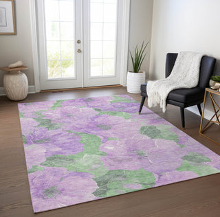Piper Looms Chantille Floral ACN1543 Lavender Machine Washable Area Rug Lifestyle Image Feature