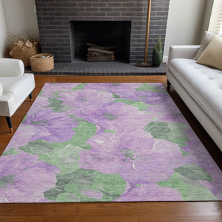 Piper Looms Chantille Floral ACN1543 Lavender Machine Washable Area Rug Lifestyle Image Feature