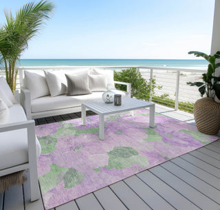 Piper Looms Chantille Floral ACN1543 Lavender Machine Washable Area Rug Outdoor Lifestyle Image Feature