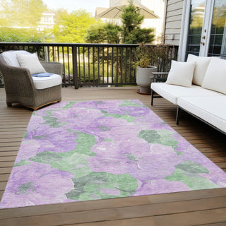 Piper Looms Chantille Floral ACN1543 Lavender Machine Washable Area Rug Outdoor Lifestyle Image Feature