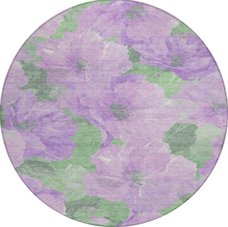 Piper Looms Chantille Floral ACN1543 Lavender Machine Washable Area Rug Round Main Image