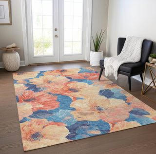 Piper Looms Chantille Floral ACN1544 Peach Machine Washable Area Rug Lifestyle Image Feature