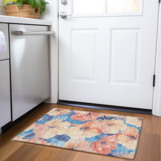 Piper Looms Chantille Floral ACN1544 Peach Machine Washable Area Rug Scatter Lifestyle Image Feature