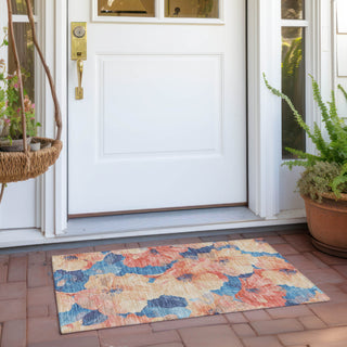 Piper Looms Chantille Floral ACN1544 Peach Machine Washable Area Rug Scatter Outdoor Lifestyle Image Feature