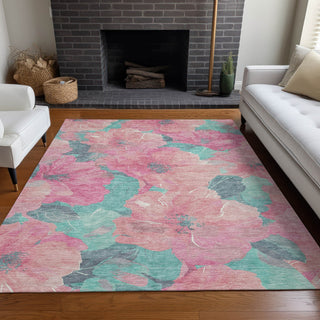 Piper Looms Chantille Floral ACN1545 Pink Machine Washable Area Rug Lifestyle Image Feature