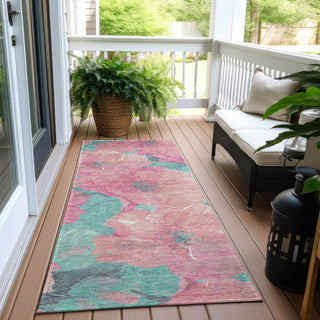 Piper Looms Chantille Floral ACN1545 Pink Machine Washable Area Rug Runner Outdoor Lifestyle Image Feature